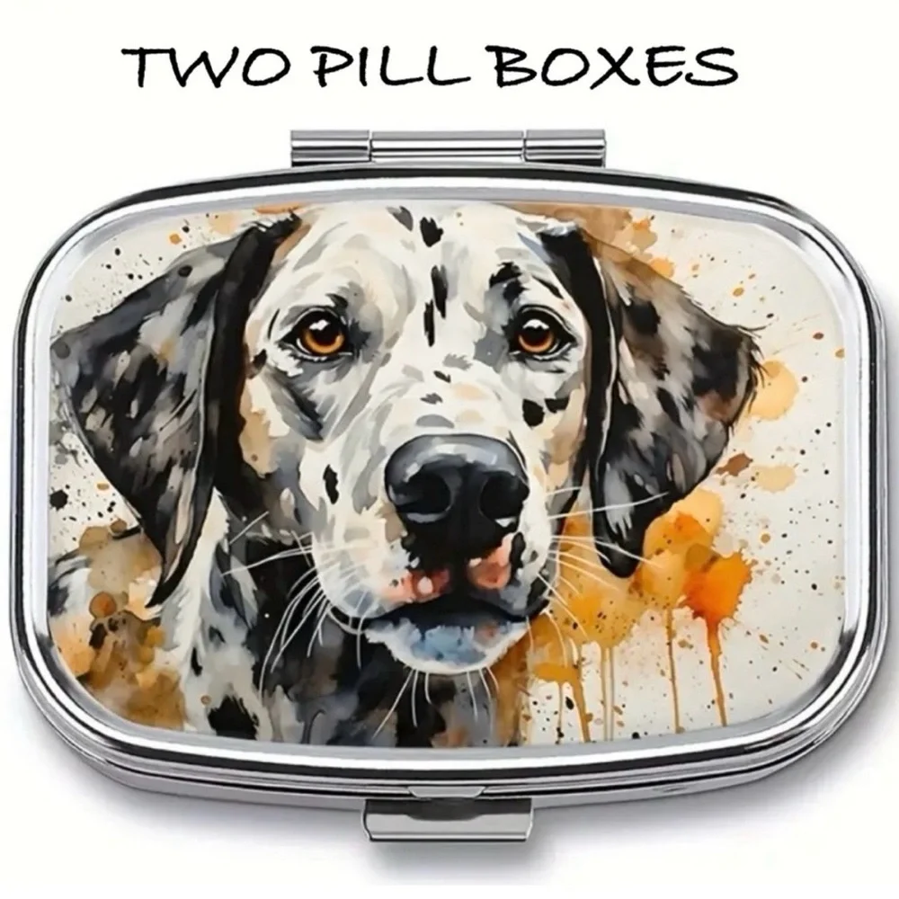 Pill Organizer with Mirror Interior featuring cute Dog design (3 per order)